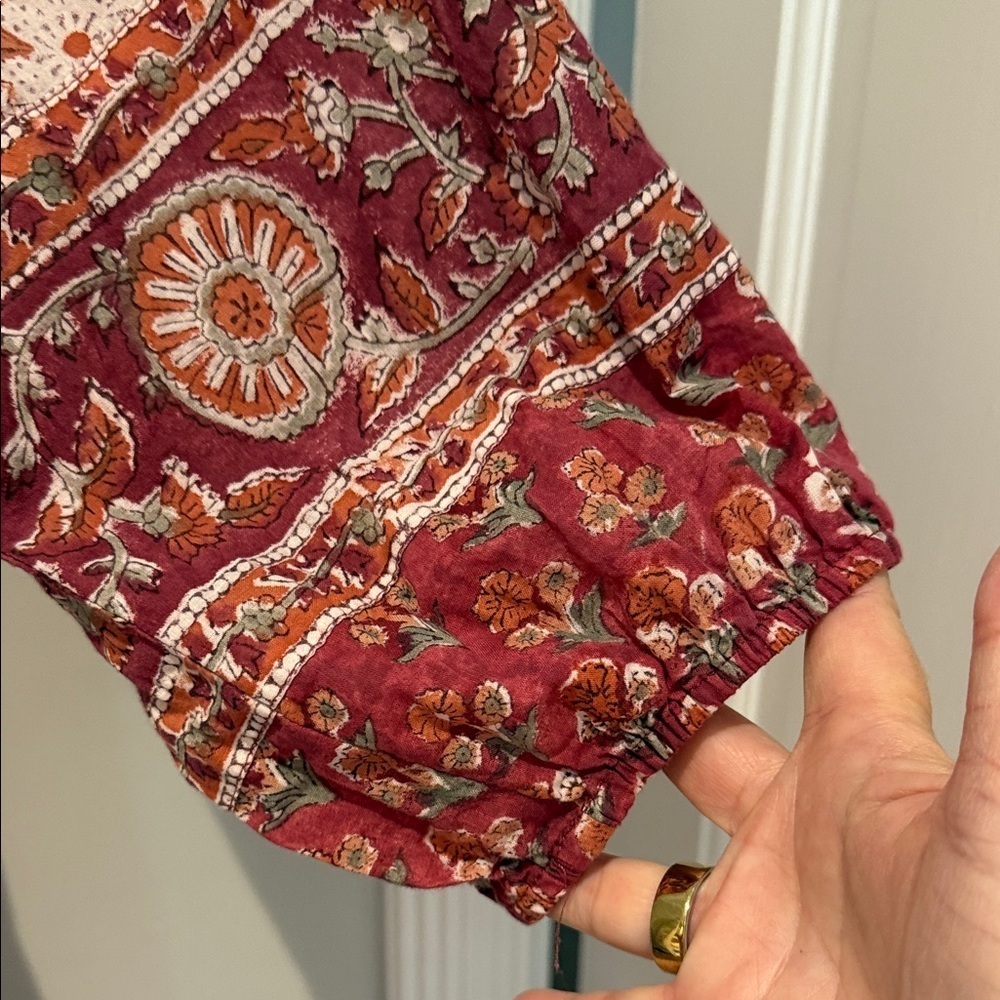 Bohemian Fox & Hen Boutique Burgundy Floral Long Sleeve Dress XL - Picture 6 of 11